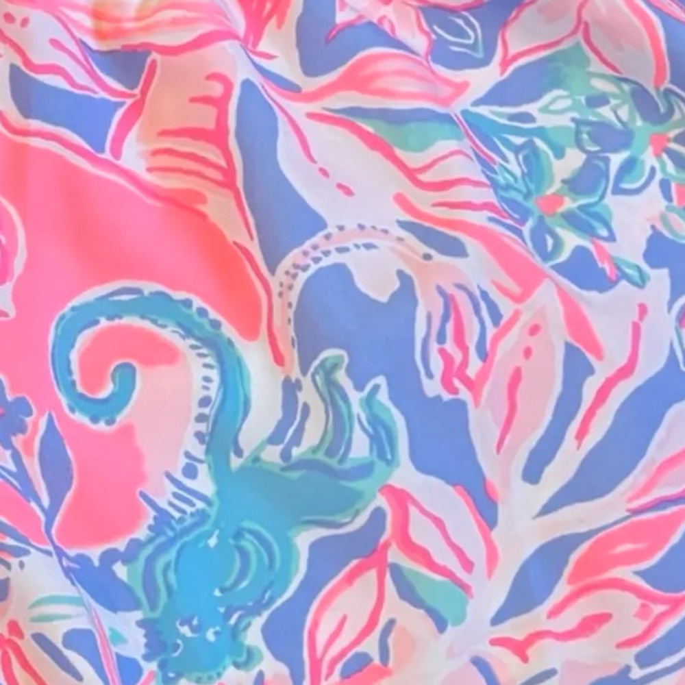 Lilly Pulitzer Multicolor Pink Blue Green Floral Athletic Shorts (Ocean Trail) - Picture 2 of 4